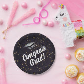 おめでとうズグラッドブルー金ゴールド紙吹雪卒業パーティー ペーパープレート (パーティー)