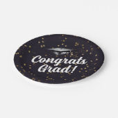 おめでとうズグラッドブルー金ゴールド紙吹雪卒業パーティー ペーパープレート (アングル)
