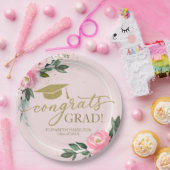 おめでとうズグラッドホットピンクフローラ卒業パーティー ペーパープレート (パーティー)