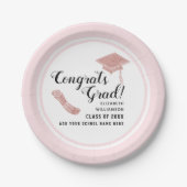 おめでとうズグラッドホワイトピンククラス2025卒業 ペーパープレート (正面)