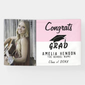 おめでとうズラージピンクフォト卒業パーティー 横断幕 (横)