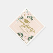 おめでとうズラージピンク赤面フローラ卒業パーティー スタンダードカクテルナプキン (角)