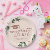 おめでとうズラージピンク赤面フローラ卒業パーティー ペーパープレート (パーティー)