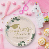 おめでとうズラージピンク赤面フローラ卒業パーティー ペーパープレート (パーティー)