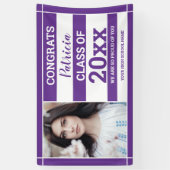 おめでとうズ2022年の写真卒業パープルホワイト 横断幕 (縦)