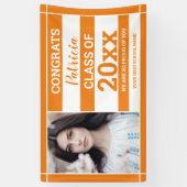 おめでとうズ2022年写真卒業オレンジホワイト 横断幕 (縦)