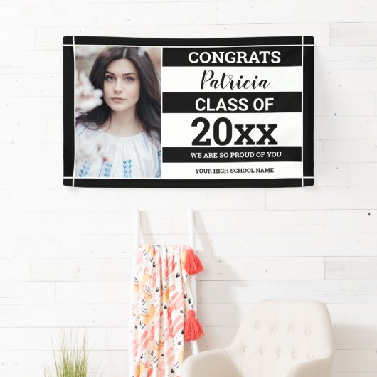 おめでとうズ2022年写真卒業白黒 横断幕 (インサイチュ)