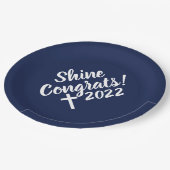 おめでとうズ・ホワイト・クロス・タイム・トゥ・シャイン卒業 ペーパープレート (アングル)