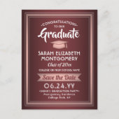 おめでとうズGrad Burgundy & Pink Save the Date Photo 案内ポストカード (正面)