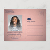 おめでとうズGrad Navy Blue & Pink Save the Date Photo 案内ポストカード (裏面)