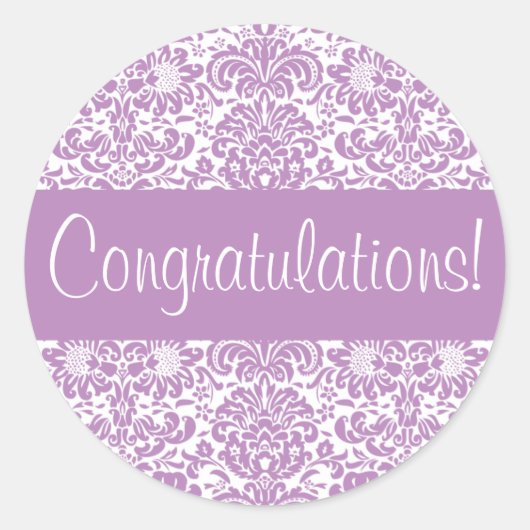 おめでとうダマスク封筒用シール ラウンドシール (正面)