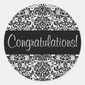 おめでとうダマスク封筒用シール ラウンドシール (正面)