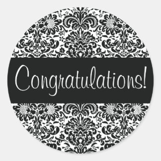 おめでとうダマスク封筒用シール ラウンドシール