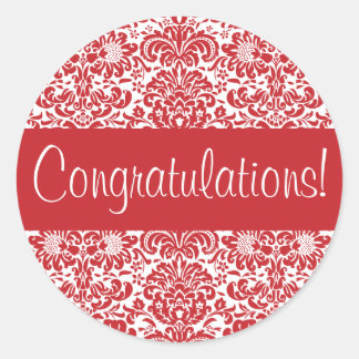 おめでとうダマスク封筒用シール ラウンドシール