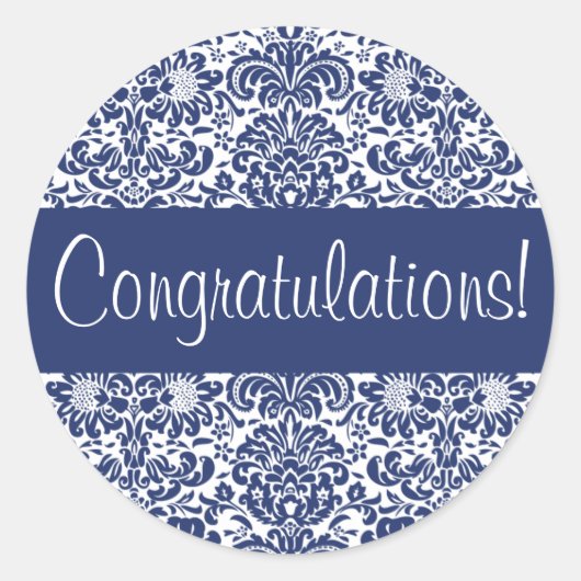 おめでとうダマスク封筒用シール ラウンドシール (正面)