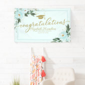 おめでとうティール（緑がかった色）フローラ卒業パーティー 横断幕 (インサイチュ)