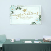 おめでとうティール（緑がかった色）フローラ卒業パーティー 横断幕 (トレードショー)