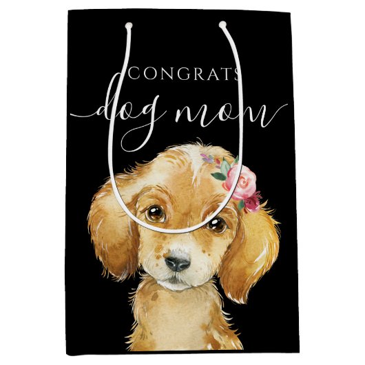 おめでとうドッグママ抱き枕 ミディアムペーパーバッグ (正面)