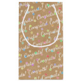 おめでとうドットパターフェイクン素朴ブラウンクラフト スモールペーパーバッグ (裏面)