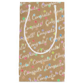 おめでとうドットパターフェイクン素朴ブラウンクラフト スモールペーパーバッグ (正面)