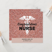 おめでとうナースバラ金ゴールドグリッター卒業 カード (正面/裏面インサイチュ)