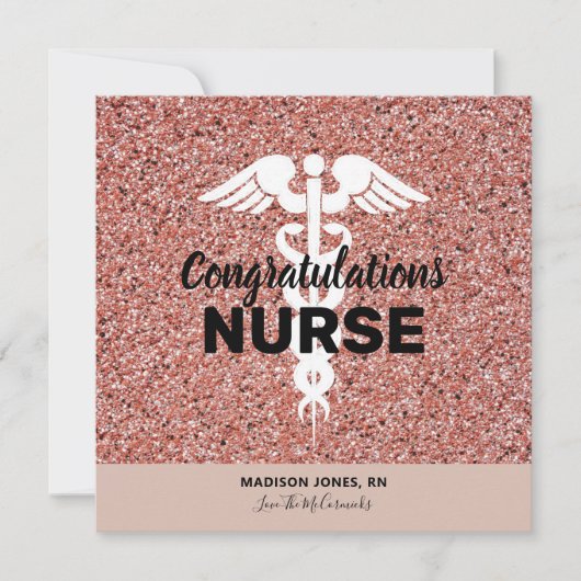 おめでとうナースバラ金ゴールドグリッター卒業 カード (正面)