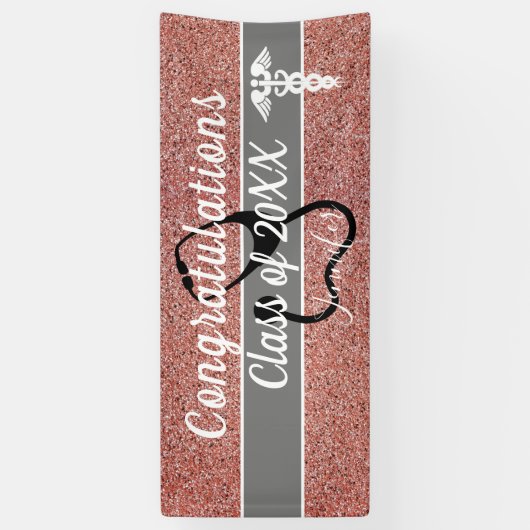 おめでとうナース卒業バラカスタム金ゴールド 横断幕 (縦)