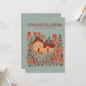 おめでとうニューホーム引っ越し祝いパーティーファームハウス カード (正面/裏面インサイチュ)