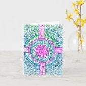 おめでとうニューママベビーパステルダマスクインディアンマンダラ カード (黄色い花)