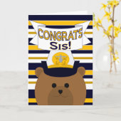 おめでとうネイビーシスター/シス カード (黄色い花)