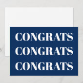 おめでとうネイビーブルーホワイトモダンカード (正面/裏面)