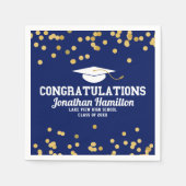 おめでとうネイビーブルー金ゴールドグラードパーティー スタンダードカクテルナプキン (正面)