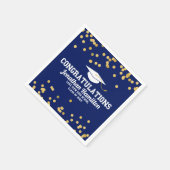 おめでとうネイビーブルー金ゴールドグラードパーティー スタンダードカクテルナプキン (角)
