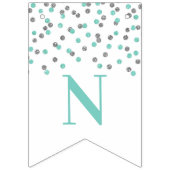 おめでとうバナーターコイズシルバー紙吹雪 バンティングフラッグ (第3の旗)