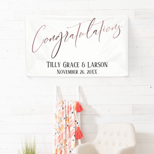 おめでとうバラ金ゴールド手書きタイポグラフィ 横断幕 (インサイチュ)