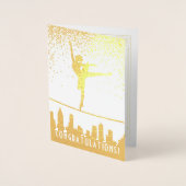 おめでとうバレエダンサー金ゴールド紙吹雪カード 箔カード (正面)