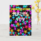 おめでとうバーバルミツワー カード (黄色い花)