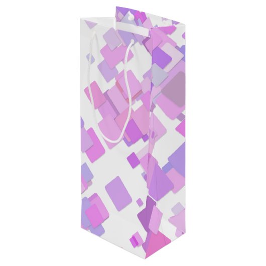 おめでとうパステルパープルジオメトリック抽象芸術 ワインギフトバッグ (裏面アングル)