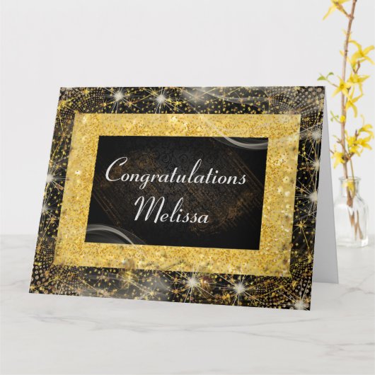 おめでとうパーソナライズされたカード カード (黄色い花)