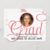 おめでとうパーソナライズされたスクリプト大学院写真 ポストカード (正面/裏面)