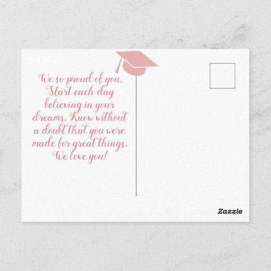 おめでとうパーソナライズされたスクリプト大学院写真 ポストカード (裏面)