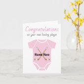 おめでとうパーソナライズされたニューホッケーベビーガール カード (黄色い花)