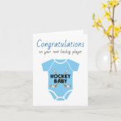 おめでとうパーソナライズされたホッケー赤ちゃんシャワー カード (黄色い花)
