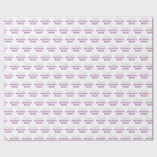 おめでとうパーソナライズされたリタイア!シルバーパープルホワイト ラッピングペーパー (フラット)