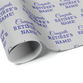 おめでとうパーソナライズされたリタイア！ネイビーブルーオンシルバー ラッピングペーパー (ロールコーナー)