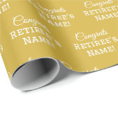 おめでとうパーソナライズされたリタイア！メタル金ゴールドとホワイト ラッピングペーパー (ロールコーナー)