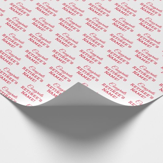 おめでとうパーソナライズされたリタイア!白に赤 ラッピングペーパー (角)