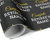 おめでとうパーソナライズされたリタイア！金ゴールド、白、黒 ラッピングペーパー (ロールコーナー)