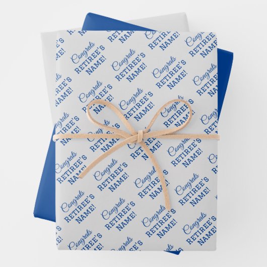 おめでとうパーソナライズされたリタイア!銀の青 ラッピングペーパーシート (インサイチュ)