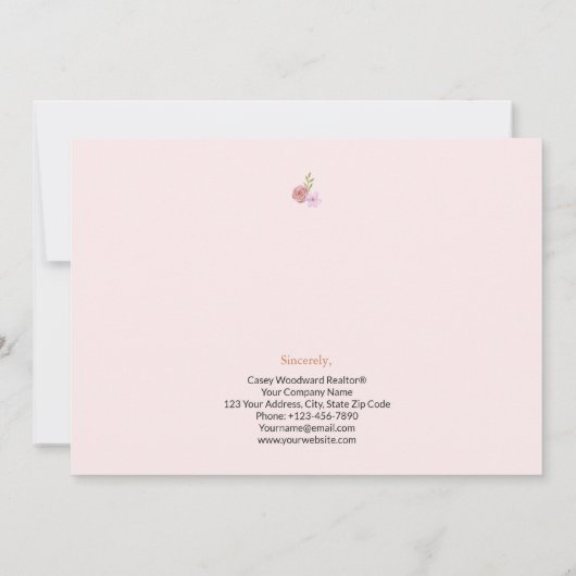 おめでとうパーソナライズされた不動産仲介業者シック花 カード (裏面)